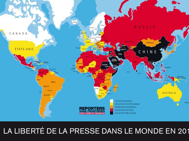 Carte de la liberté de la presse dans le monde en 2014