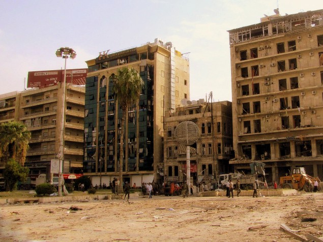 Place Saadallah al-Jabiri après uen attaque à Alep